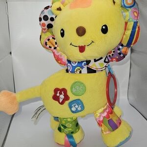 Plush Yellow Lion Activity Toy with ABC Patches